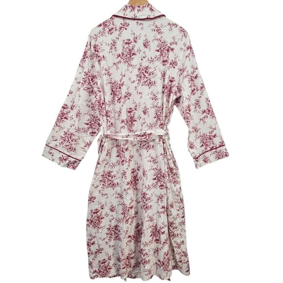 Charter Club Womens XL/XXL White Red Floral Toile Bathrobe NWT - Picture 4 of 7